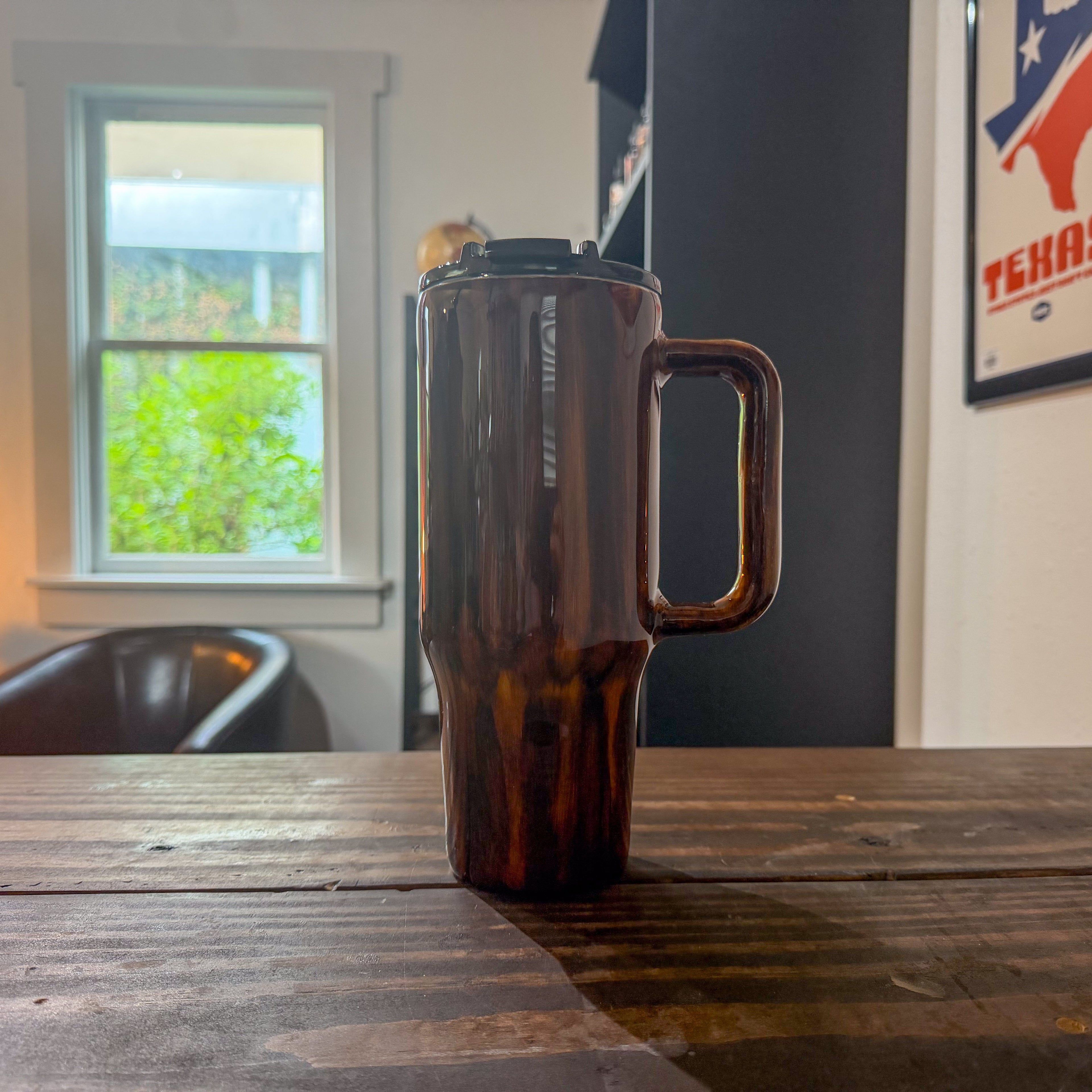 LLB-050 Wood Grain 40oz Handled Tumbler