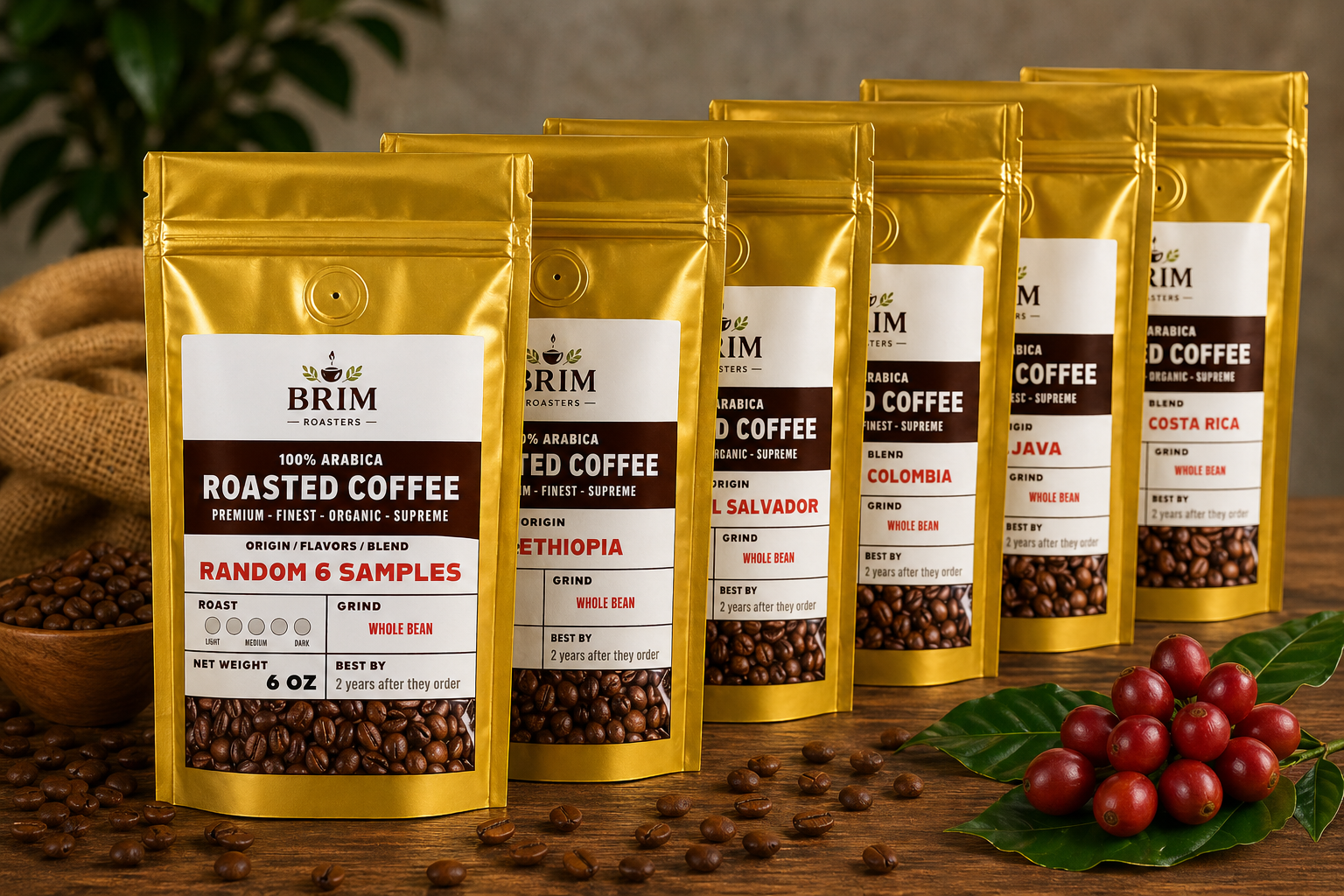 Brim Roasters 36 OZ Coffee Sampler (6 x 6 OZ)